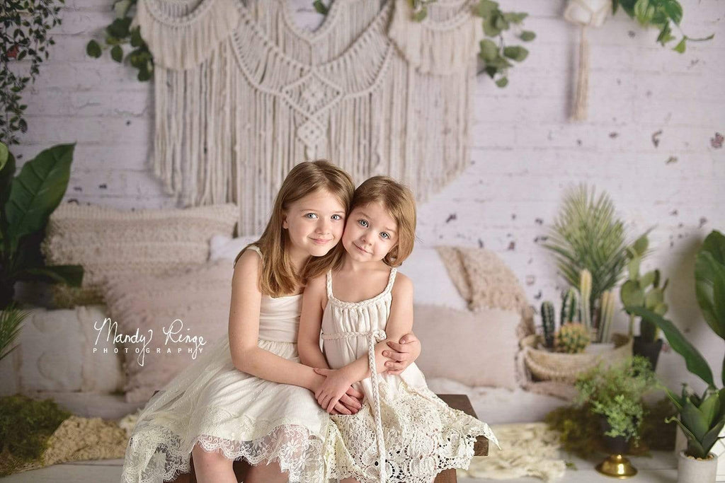 Katebackdrop£ºKate Boho Macrame Floor Pillows with Plants Spring Backdrop Designed By Mandy Ringe Photography