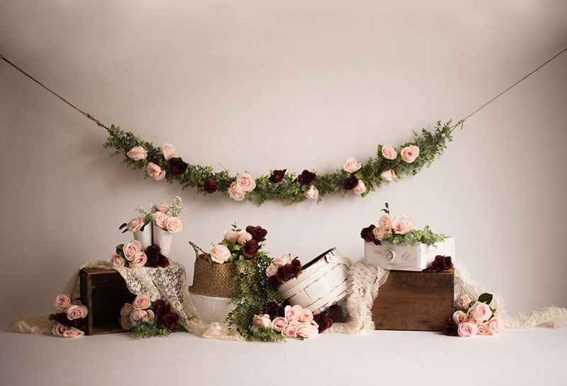 Kate Primavera rosa florece telón de fondo floral diseñado por Keerstan Jessop