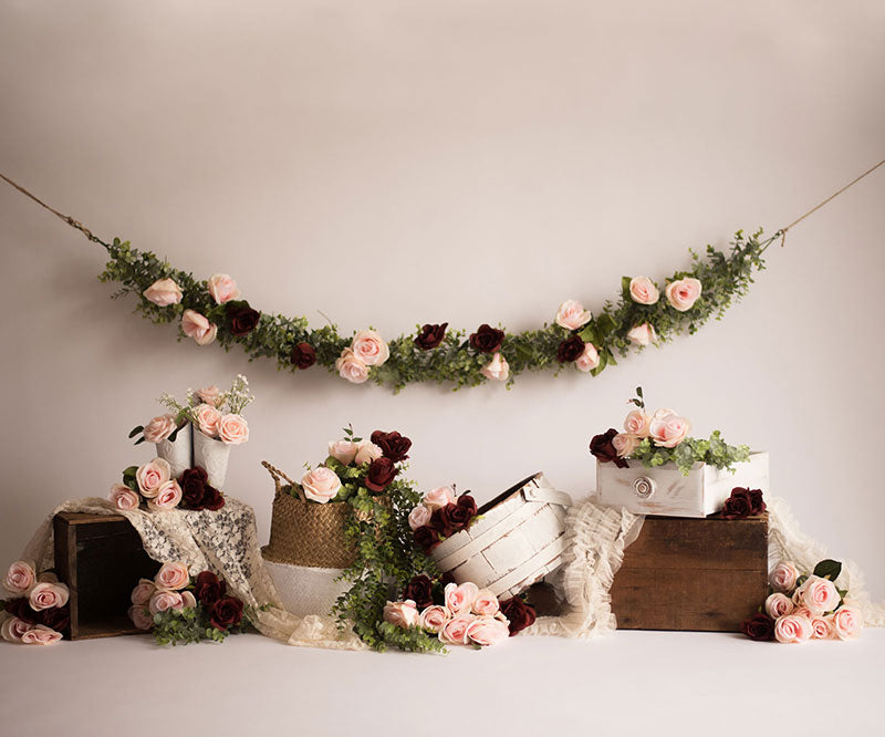 Kate Primavera rosa florece telón de fondo floral diseñado por Keerstan Jessop
