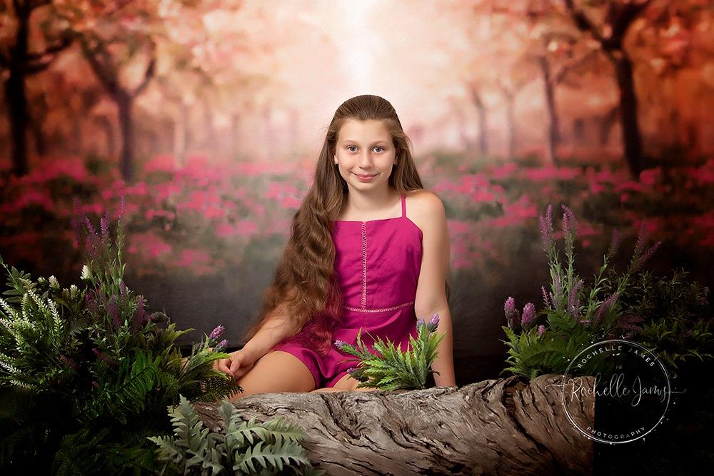 Kate telón de fondo de huerta de flores de cerezo de primavera para fotografía diseñado por Lisa Granden