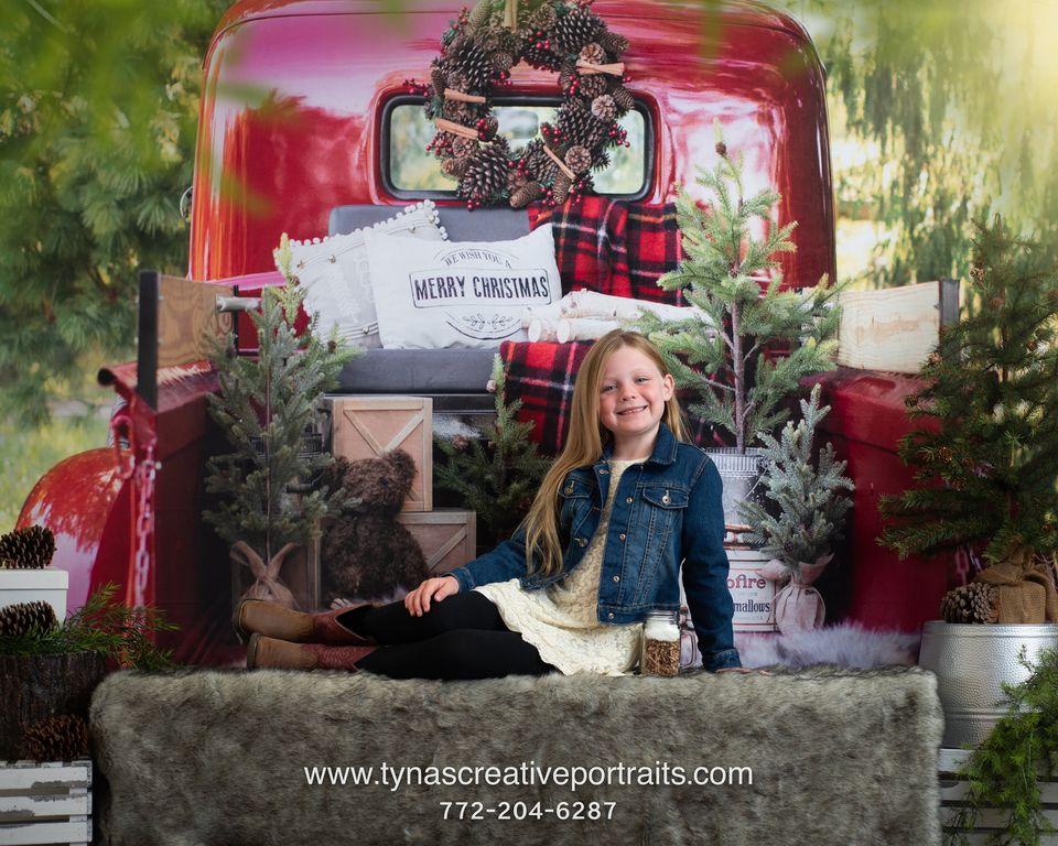 Kate Fondo de camión de Navidad rojo diseñado por Mandy Ringe Photography