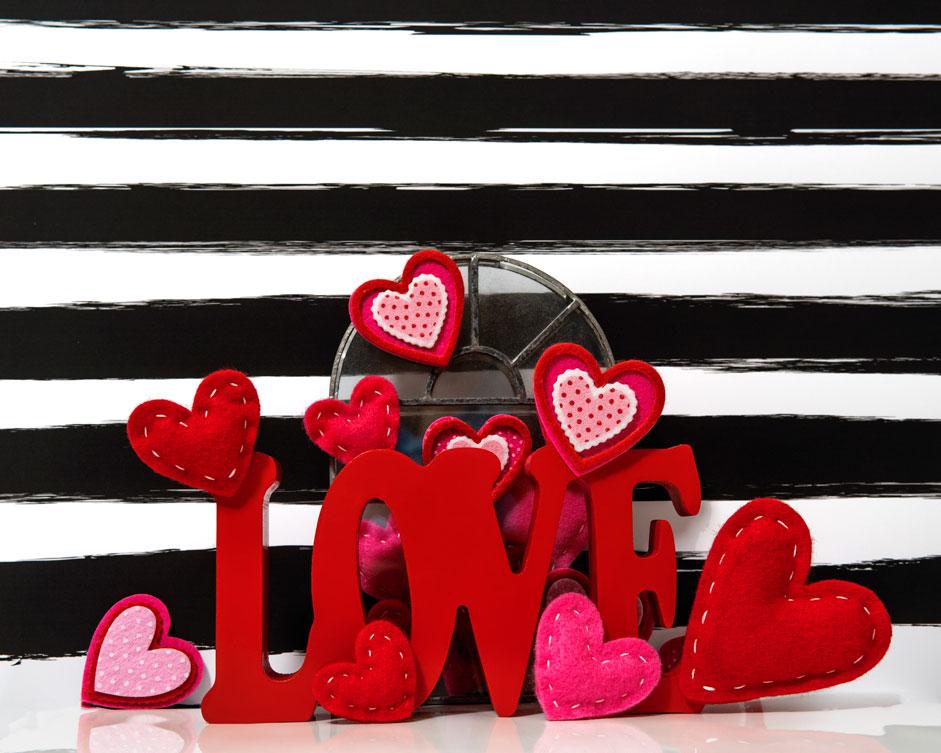 Kate día de San Valentín Love Fieltro Puntadas Rayas Telón de fondo diseñado por Mini MakeBelieve