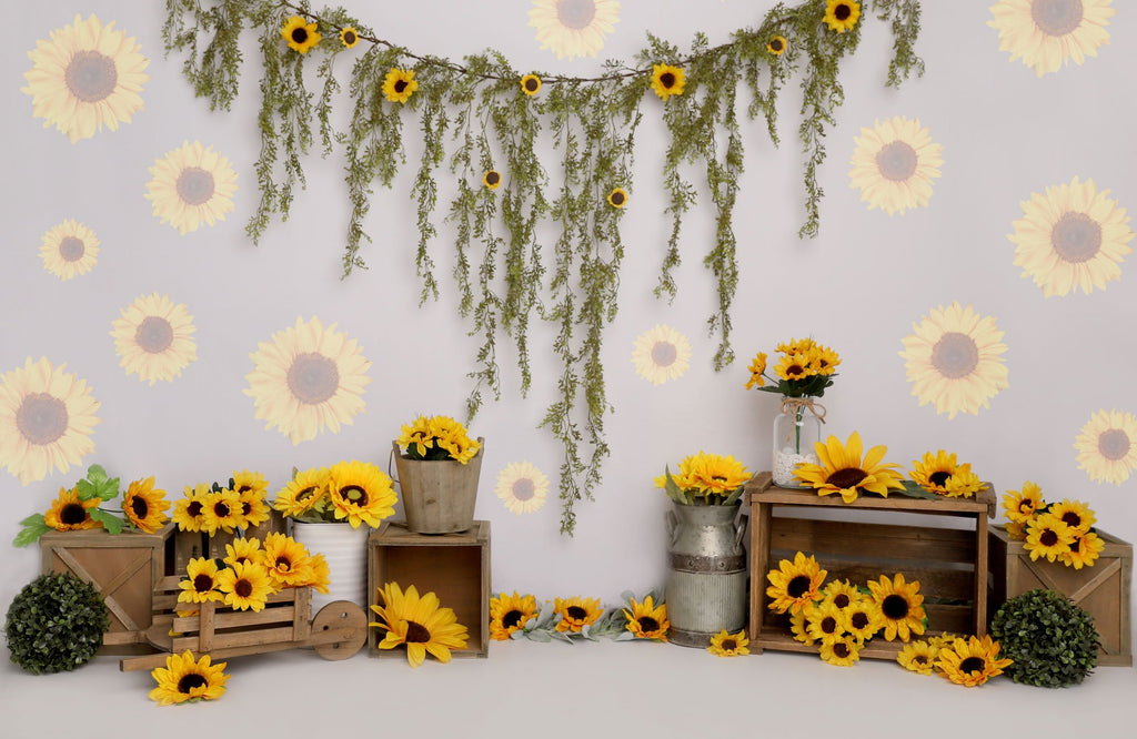 Kate Primavera Girasol Cumpleaños Telón de fondo para fotografía diseñado por Melissa King