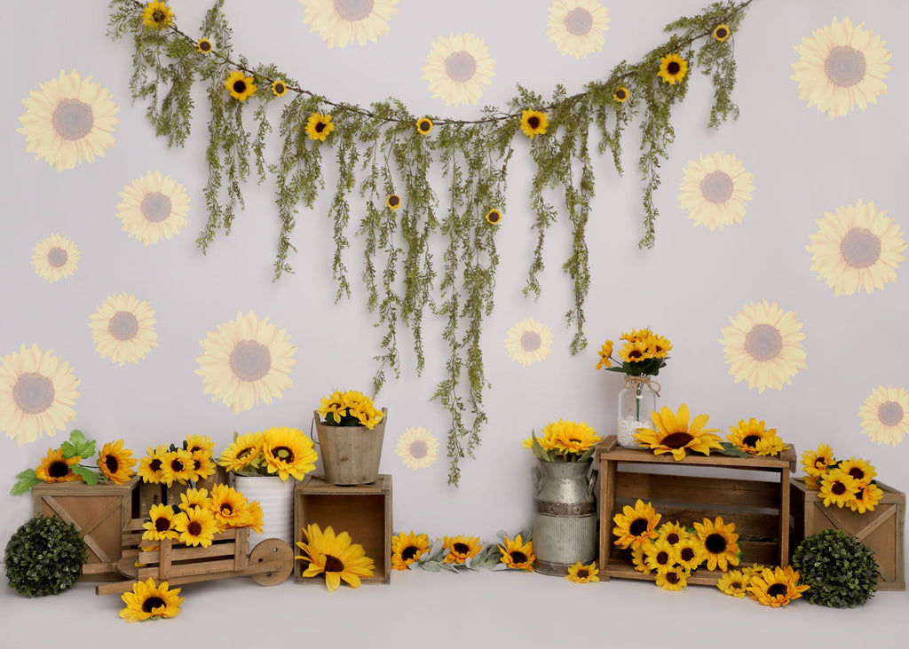 Kate Primavera Girasol Cumpleaños Telón de fondo para fotografía diseñado por Melissa King