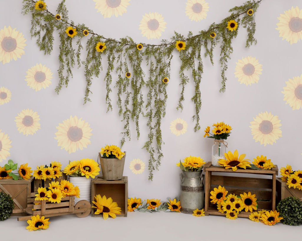 Kate Primavera Girasol Cumpleaños Telón de fondo para fotografía diseñado por Melissa King