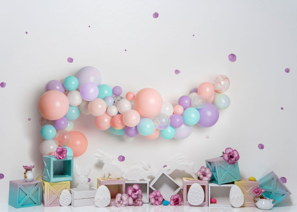 Kate huevos de Pascua globos Telón de fondo diseñado por Mini MakeBelieve