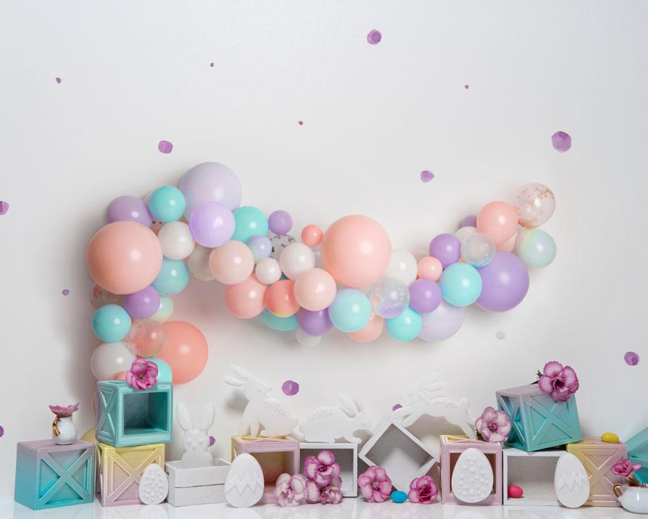 Kate huevos de Pascua globos Telón de fondo diseñado por Mini MakeBelieve