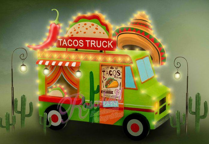 Kate Cake Smash Camión de tacos Jefe Telón de fondo para fotografía diseñado por Rosabell Photography