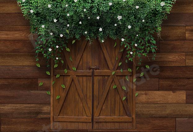 Kate Fondo de vides verdes de la puerta marrón de la granja del día de la madre diseñado por JS Photography
