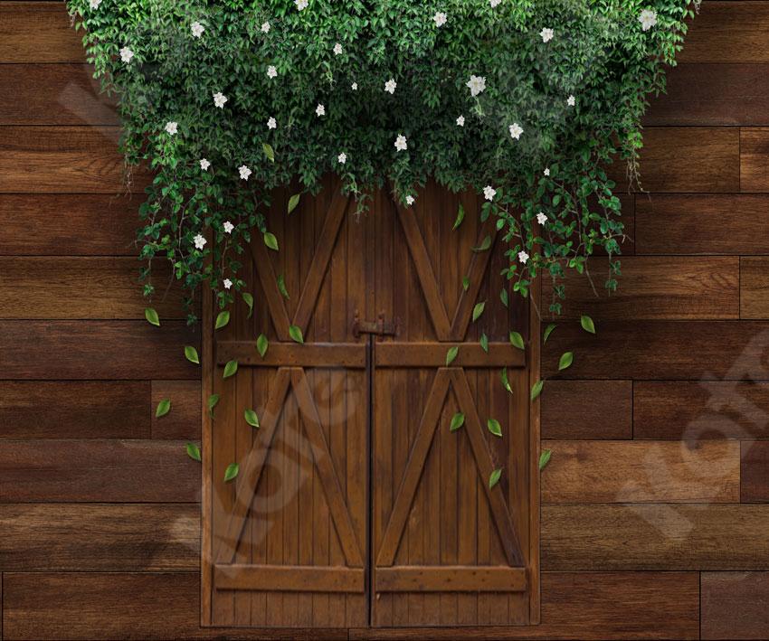 Kate Fondo de vides verdes de la puerta marrón de la granja del día de la madre diseñado por JS Photography