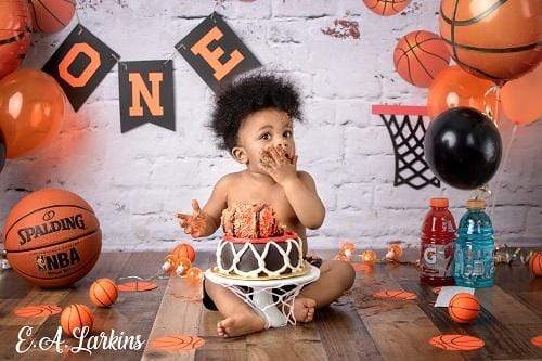 Katebackdrop£ºKate 1st Birthday Basketball Backdrop for Photography Designed By Erin Larkins