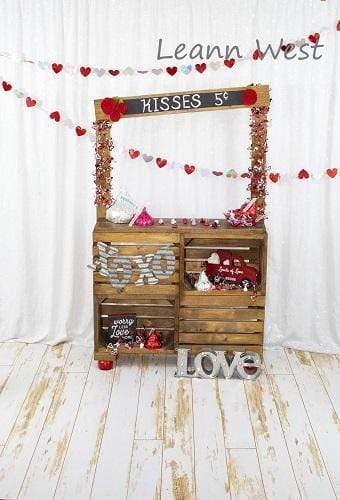 Katebackdrop£ºKate White Curtain Kisses booth Valentine's Day Backdrop Designed by Leann West