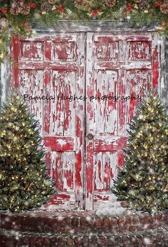 Katebackdrop£ºKate Red Doors Christmas Children Backdrop for Photography Designed by Pamela Hughes photography