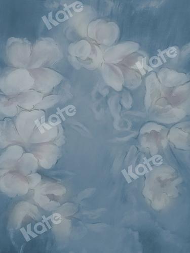 Katebackdrop：Kate Fine Art Blue Painting Flowers Backdrop for Photography