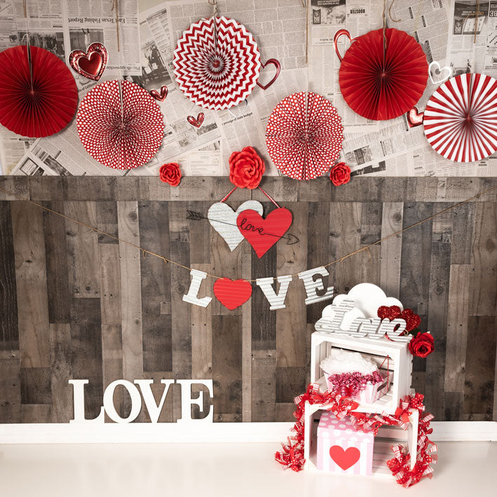 Kate Telón de fondo de decoraciones de amor de San Valentín diseñado por Angela Marie Photography