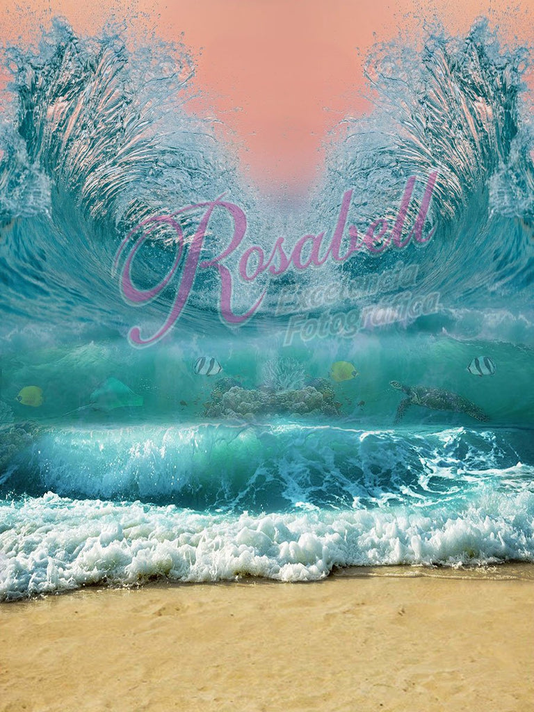Kate Telón de fondo de olas de playa de verano diseñado por Rosabell Photography