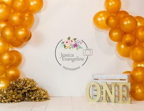 Katebackdrop£ºKate Birthday Cake Smash with Gold Balloons Children Backdrop for Photography Designed By Jessica Evangeline photography