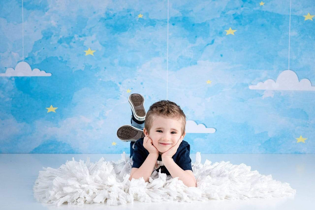 Katebackdrop：Kate Blue Sky and Clouds Children Backdrop for Photography Designed by Amanda Moffatt