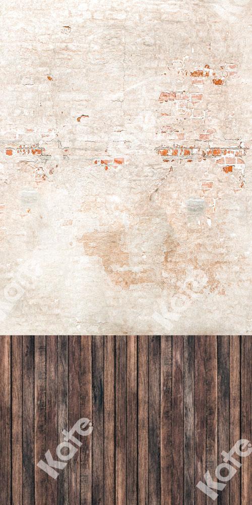 Kate Telón de fondo agrietado de costura de madera de pared de ladrillo retro