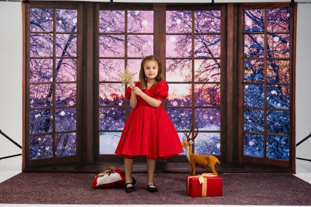 Kate Ventana francesa de fondo de noche de Navidad de invierno diseñado por Chain Photography