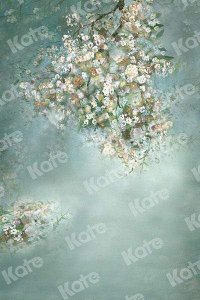 Kate Painting Like Green Spring Florals backdrop printed Background - Katebackdrop