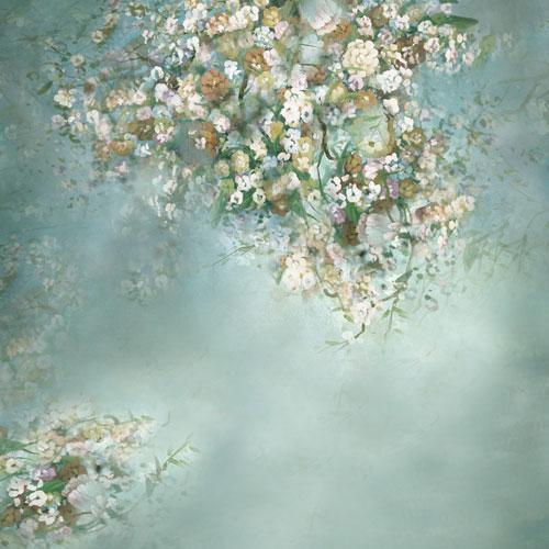 Kate Painting Like Green Spring Florals backdrop printed Background - Katebackdrop