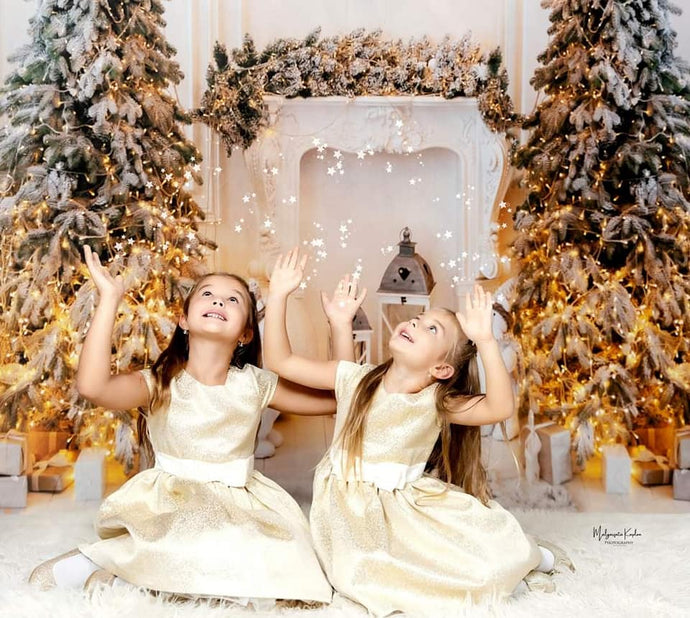 Kate Telón de fondo de chimenea blanca navideña para fotografía Navidad niños