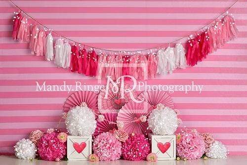 Cargar imagen en el visor de la galería, Katebackdrop：Kate Valentine&#39;s Day with Hearts and Stripes Backdrop Designed By Mandy Ringe Photography
