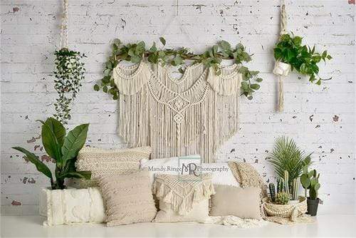 Katebackdrop£ºKate Boho Macrame Floor Pillows with Plants Spring Backdrop Designed By Mandy Ringe Photography