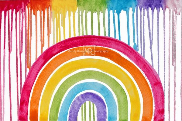 Kate Acuarela arco iris con pintura gotea cumpleaños de fondo diseñado por Mandy Ringe Photography