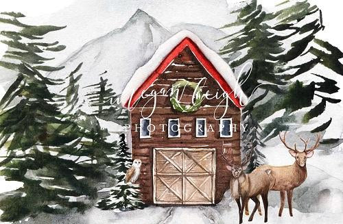 Kate Telón de fondo de Navidad cabina de nieve diseñado por Megan Leigh Photography