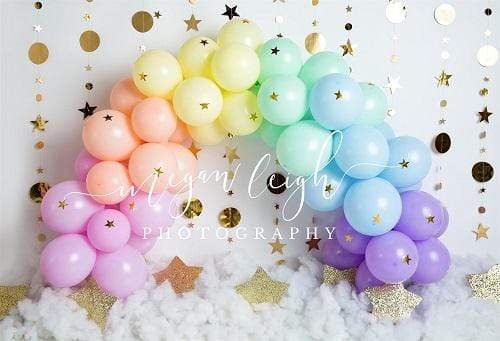 Katebackdrop：Kate Rainbow Balloons Garland Children Cake Smash Backdrop Designed by Megan Leigh Photography