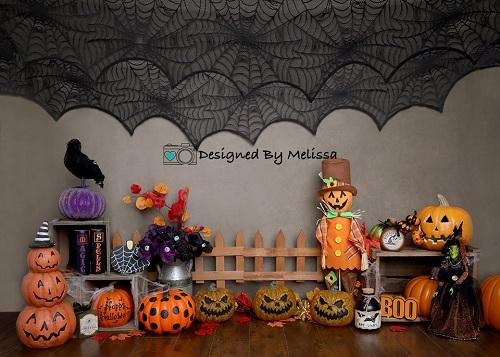 Kate Fondo de calabazas de Halloween para fotografía diseñado por Melissa King