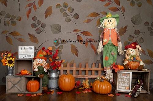 Kate Telón de fondo de otoño con espantapájaros para fotografía Halloween diseñado por Melissa King