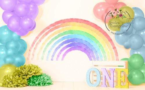 Katebackdrop£ºKate 1st Birthday Rainbow with Balloons Backdrop Designed By Jessica Evangeline photography