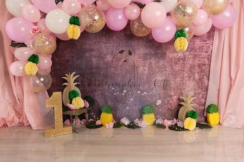 Katebackdrop£ºKate 1st Birthday Pineapple with Balloons Backdrop for Photography Designed by Jenna Onyia