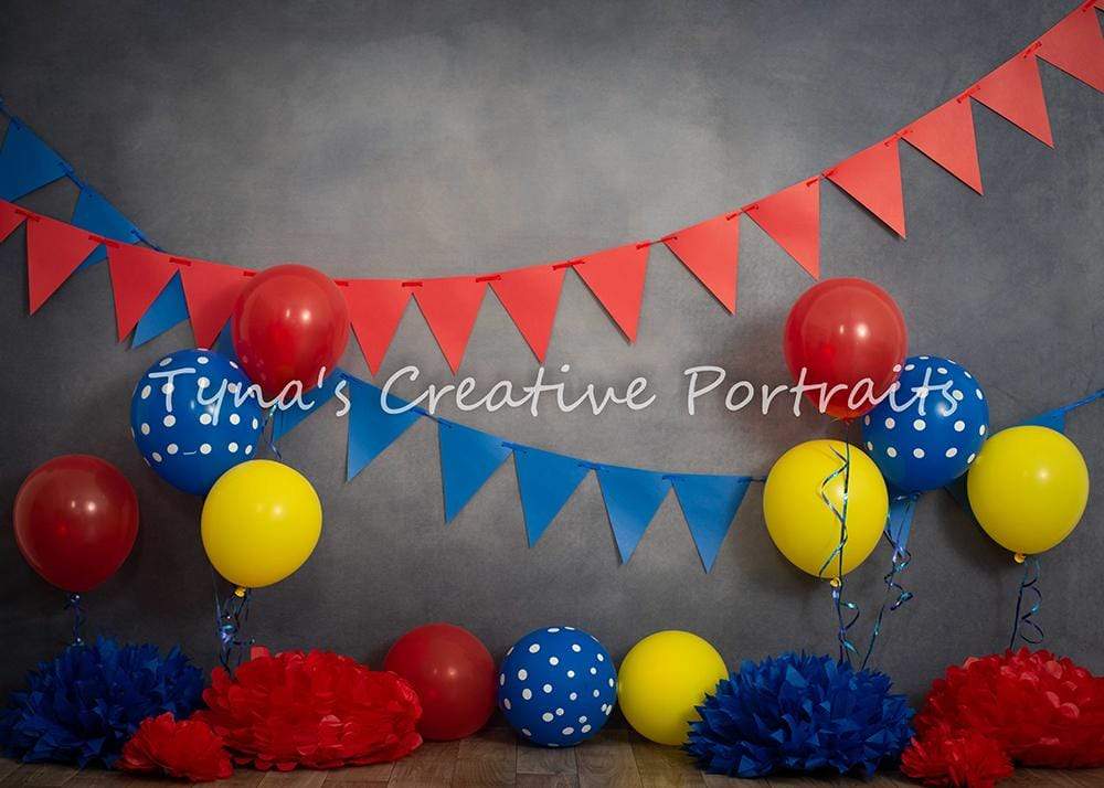 Katebackdrop£ºKate Primary Party with Balloons Backdrop for Children Photography Designed By Tyna Renner