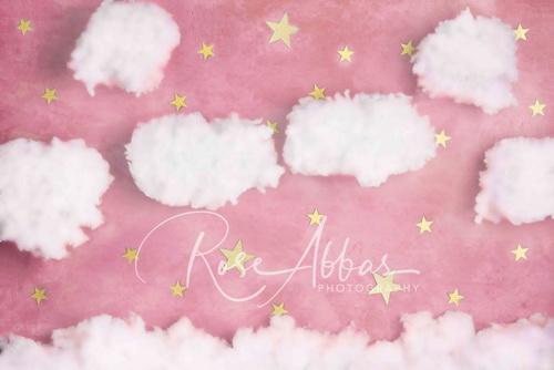 Katebackdrop£ºKate Pink Cotton Candy Cloud with Stars Backdrop Designed By Rose Abbas