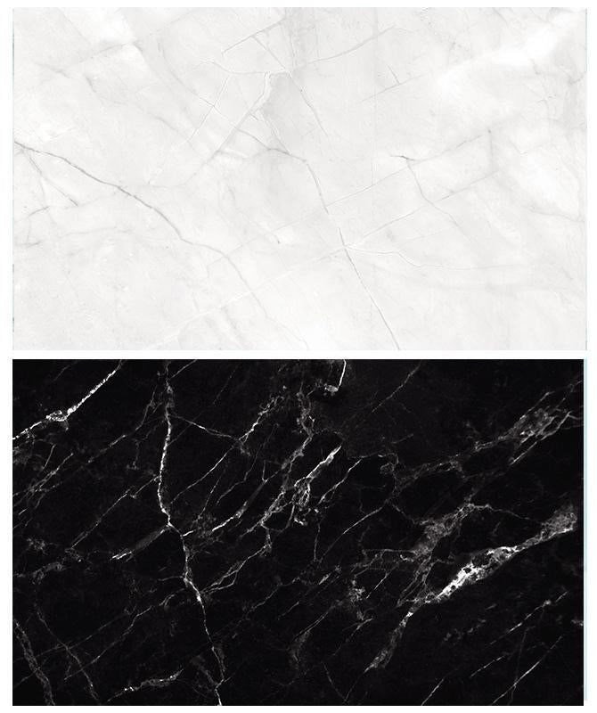 Kate 57x87cm Fondo de papel de doble cara de mármol blanco / negro impermeable para fotografía
