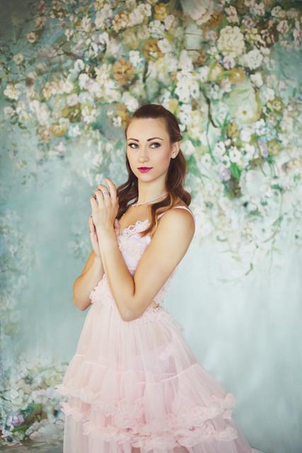 Kate Painting Like Green Spring Florals backdrop printed Background - Katebackdrop