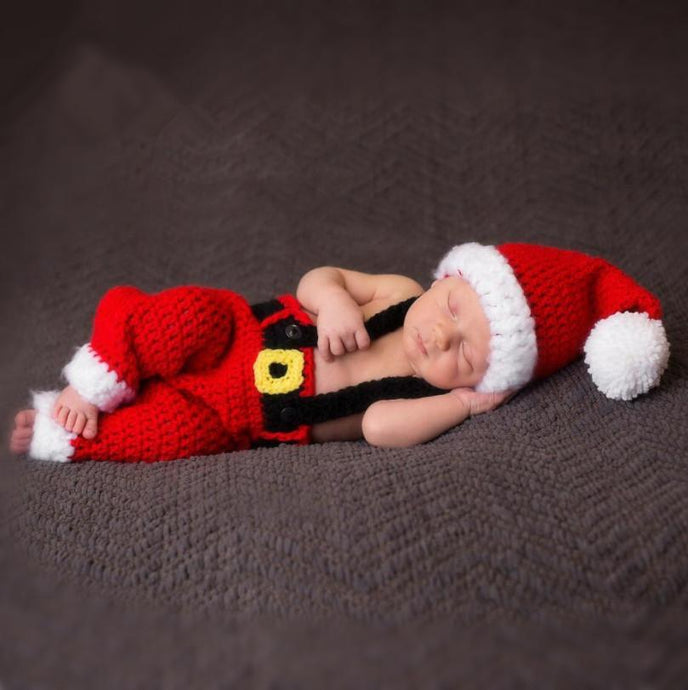accesorios de estudio crochet bebé traje Navidad santa foto apoyos