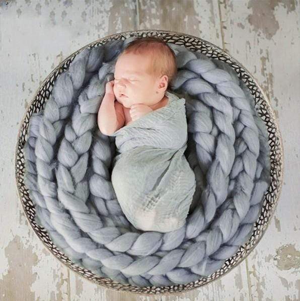 Katebackdrop：Newborn Photography Basket Braid Wool Wrap Baby Photo Props