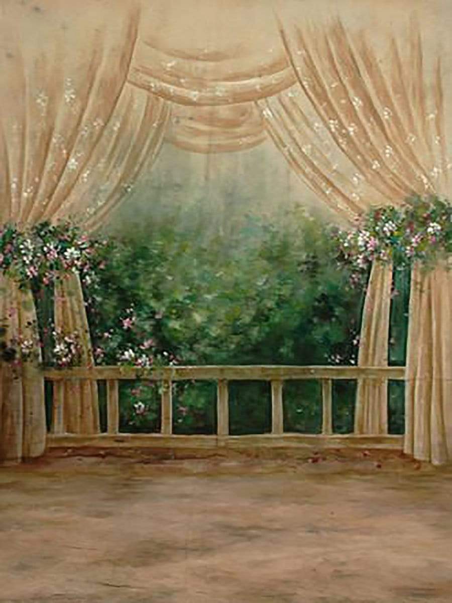 Katebackdrop£ºKate Window Scenery Floral Hand Painted Backdrops Canvas
