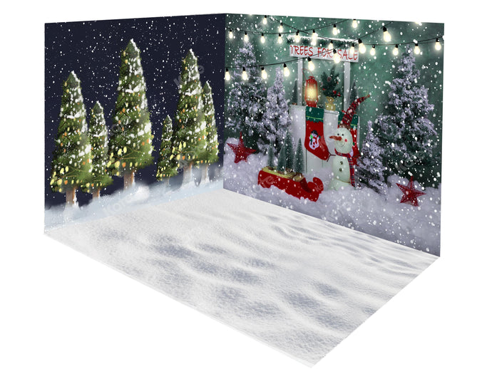 Kate Árboles de Navidad Muñeco de nieve Stand Telón de fondo Conjunto de habitación