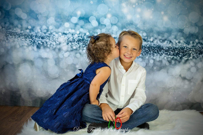 Katebackdrop：Kate Blue Bokeh Christmas Snowflake backdrop for photos