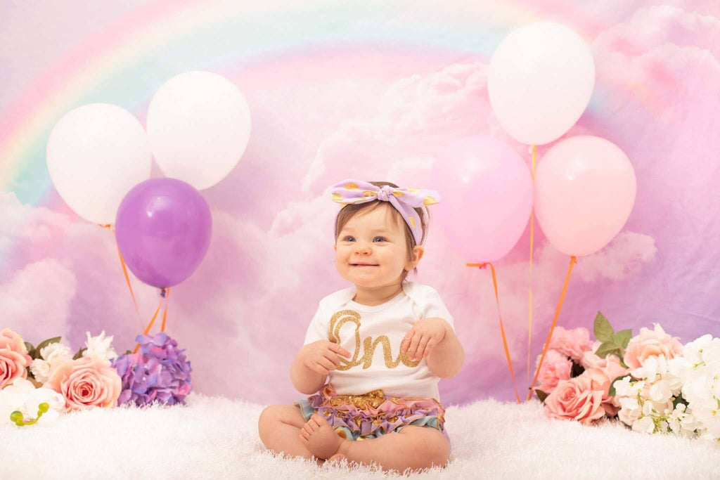 Katebackdrop：Kate Pink Cloud Sky Colored Rainbow Backdrops Newborn/Cake Smash