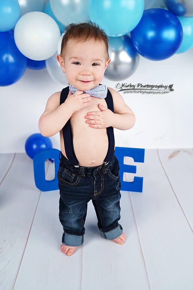 Katebackdrop£ºKate Birchy Blue Balloons First Birthday Backdrop Designed by Arica Kirby