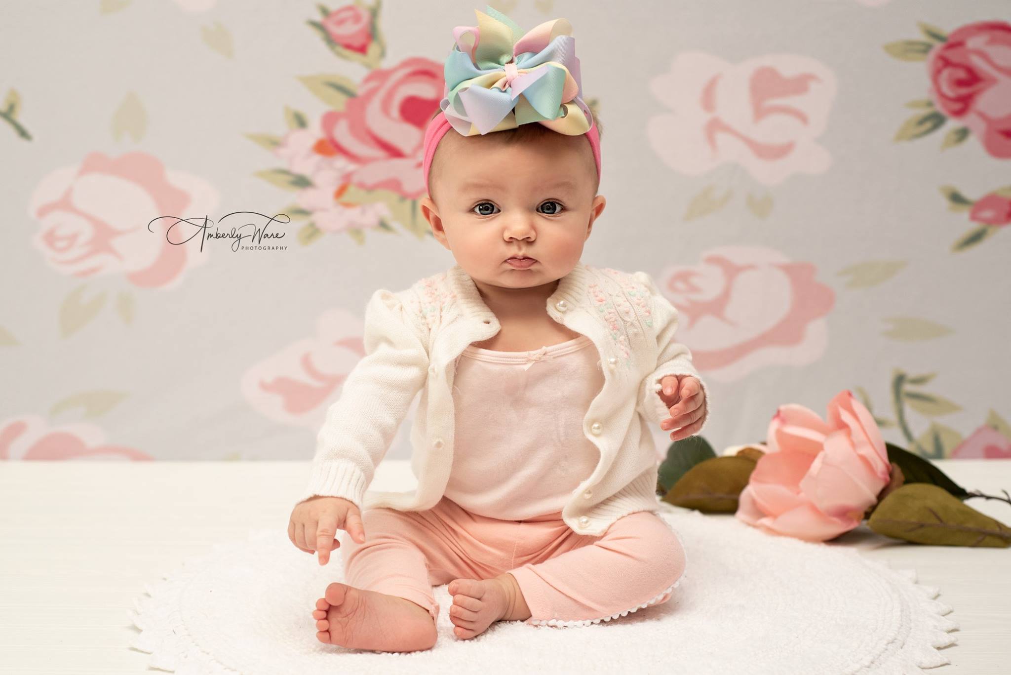 Cargar imagen en el visor de la galería, Kate Pink Florals White Background Pattern Baby Photography Backdrop - Katebackdrop