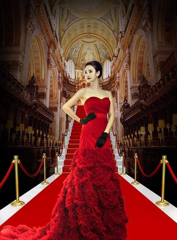 Cargar imagen en el visor de la galería, Katebackdrop：Kate Red Carpet Golden Palace Backdrop For Wedding