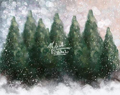Katebackdrop：Kate Dazzling Winter Snowy Forest Backdrop for Photography Designed by Modest Brushes